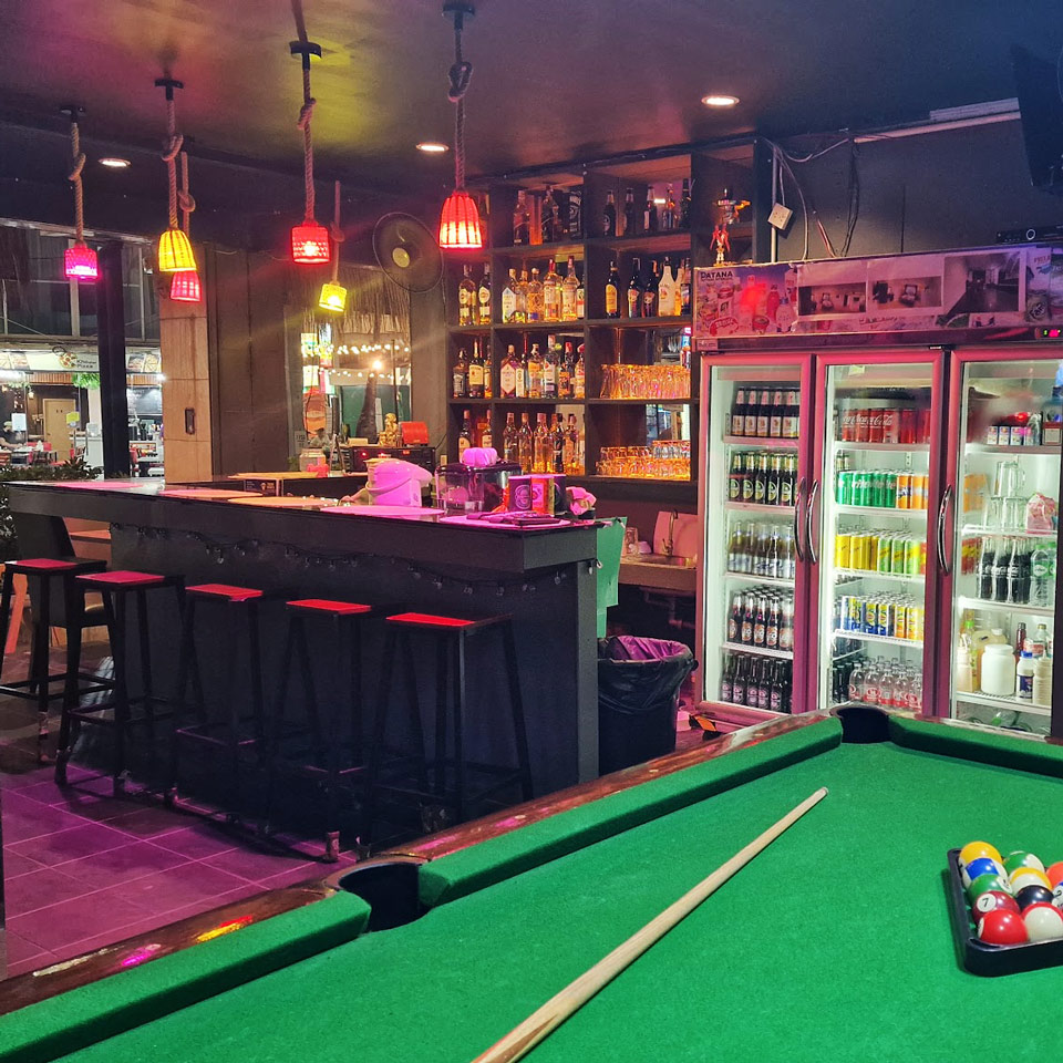 Bar and pool table